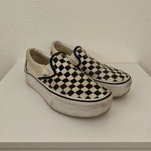 platform checkerboard slip-on vans